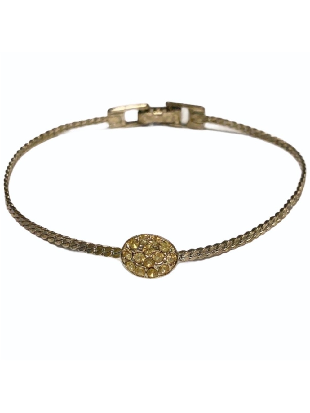 Vintage Goldette NY silver pavé stone charm bracelet
